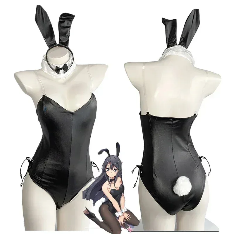 

NewAnime Sexy Sakurajima Mai Girl Jumpsuit Bunny Senpai Cosplay Costume Faux Leather Woman Cute Rabbit Bodysuit202c;5,v'8.d;