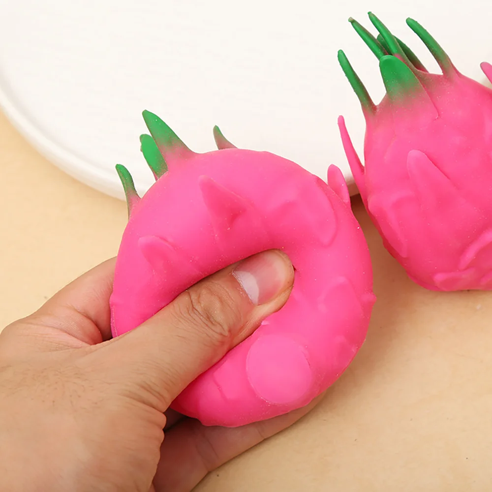 1pcs Dragon Fruit Soft Fidget Toy Fluffy Non-stick Silicone Slow Rebound Portable Office Decoration Stress Reduction Daily Toy