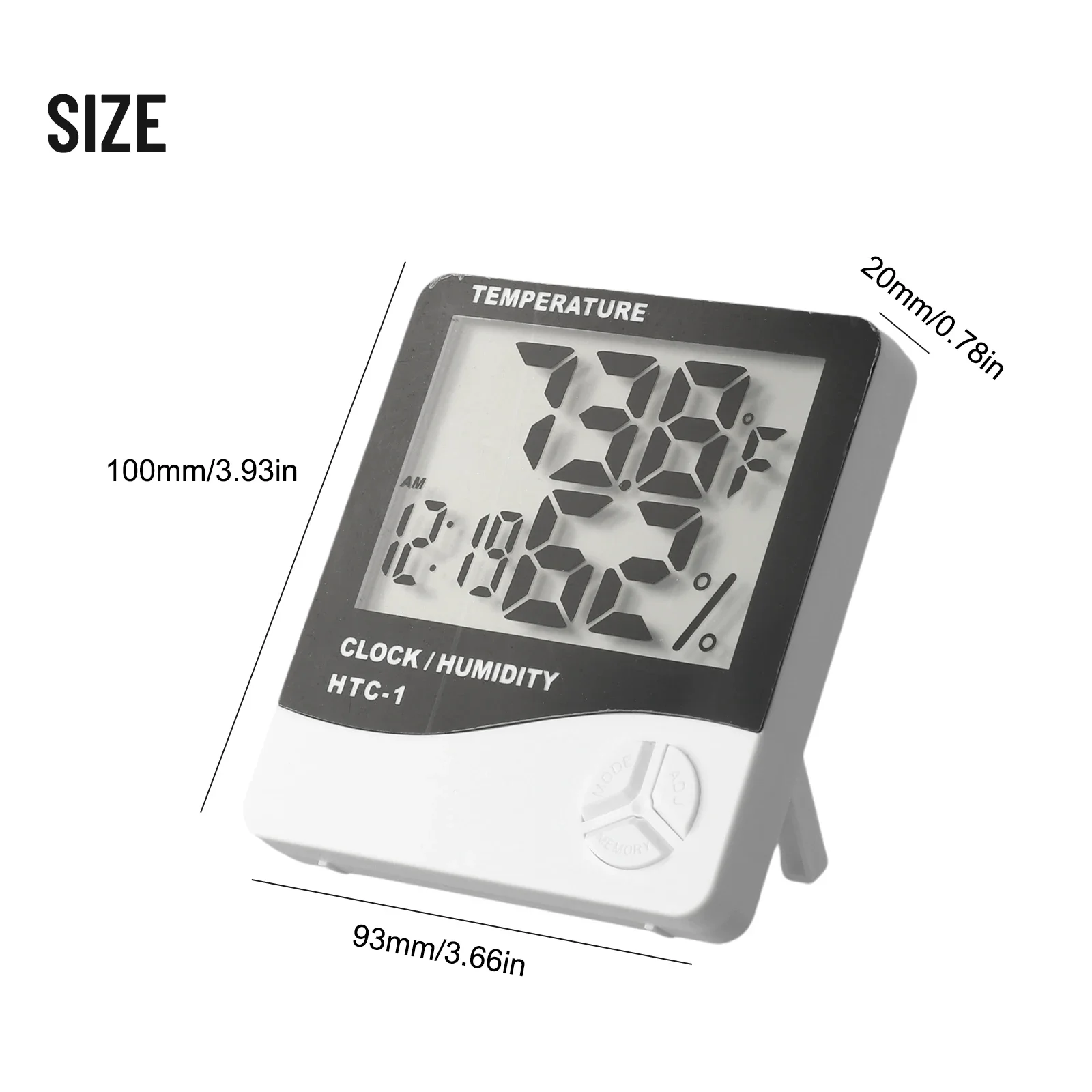 HTC1 Digital Room Thermometer  Indoor Hygrometer Humidity Meter Alarm Clock  Clear Display  Wide Temperature Range