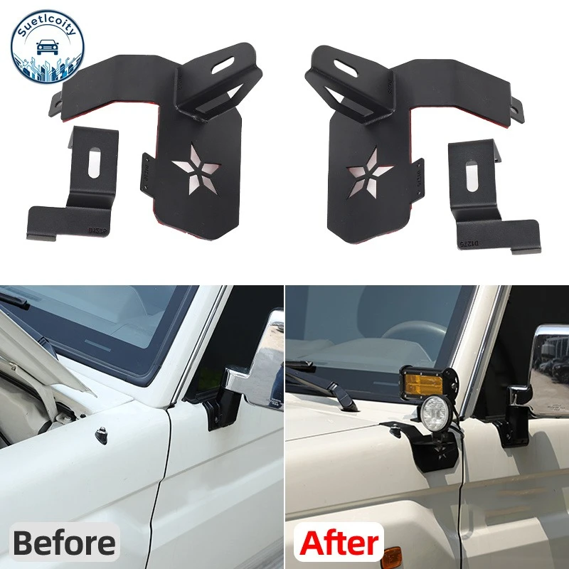 Exterior Car Accessories For Toyota Land Cruiser LC71 LC76 LC79 2009-26 Carbon Steel Black Car A-Pillar Lower Spot Light Bracket