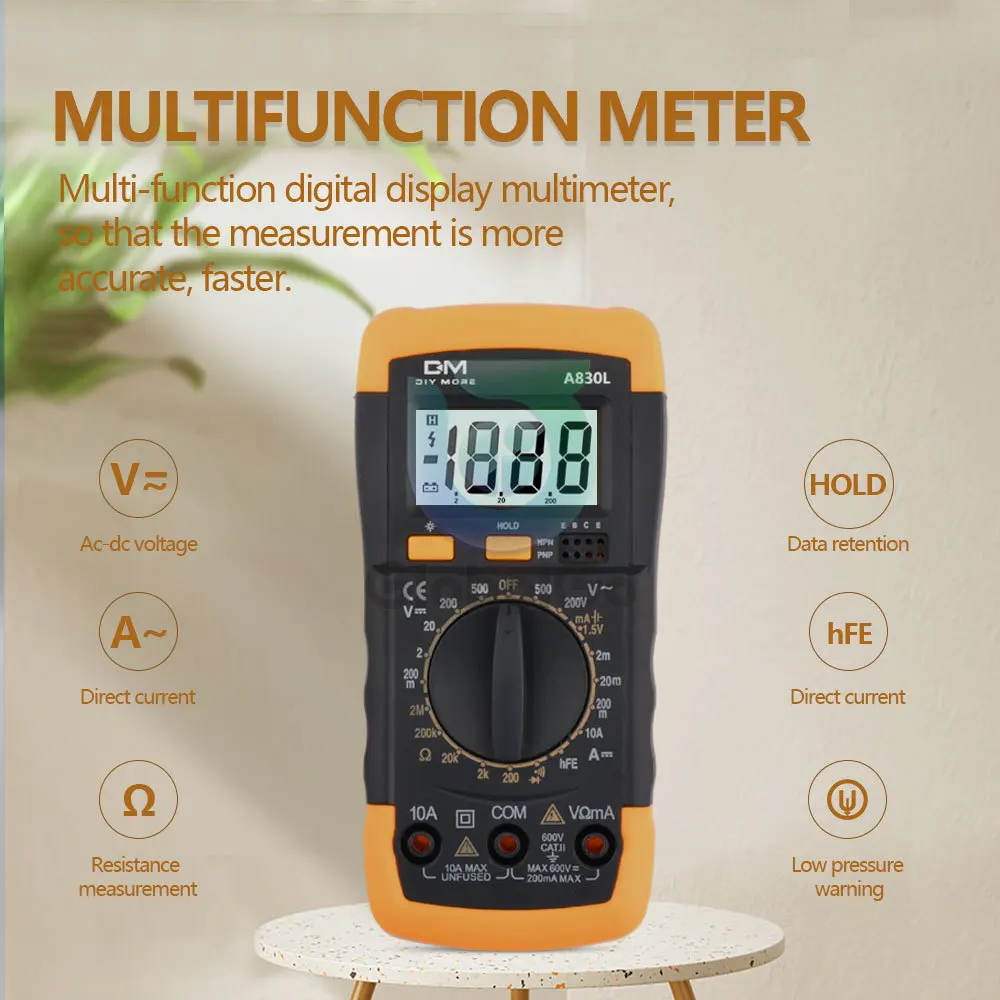 A830L LCD Cyfrowy multimetr AC DC Napięcie Diody Fregency Multitester Tester Prądu Świecący Wyświetlacz z Funkcją Brzęczka