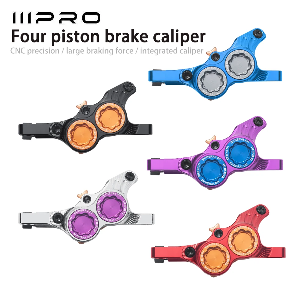 IIIPRO Flat Mount Hydraulic Disc Brake Caliper - 4 Piston, for Road & MTB Flat Bar Bikes  Breakdown of the translation and optim