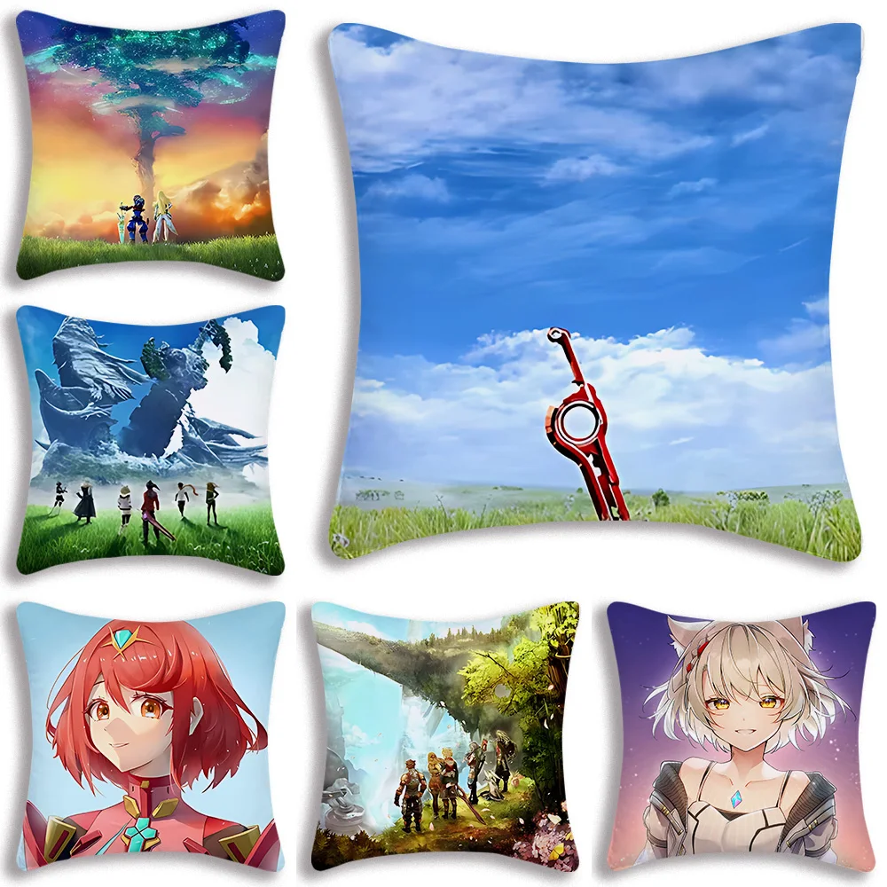 

Kawaii X-Xenoblades Anime Pillow Covers Cartoon Sofa Decorative Home Double-sided Printing Short Plush Cute Cushion Cover