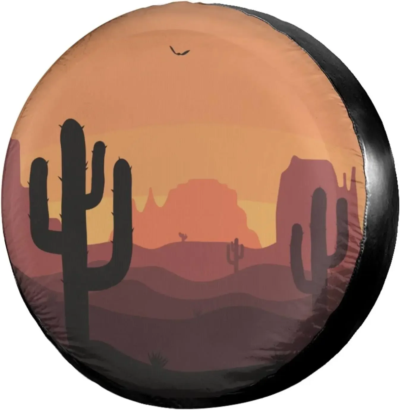 Funny Desert Sunset Cactus Pattern Spare Tire Cover Wheel Protectors Water Dustproof Universal Fit for SUV Truck Camper Travel