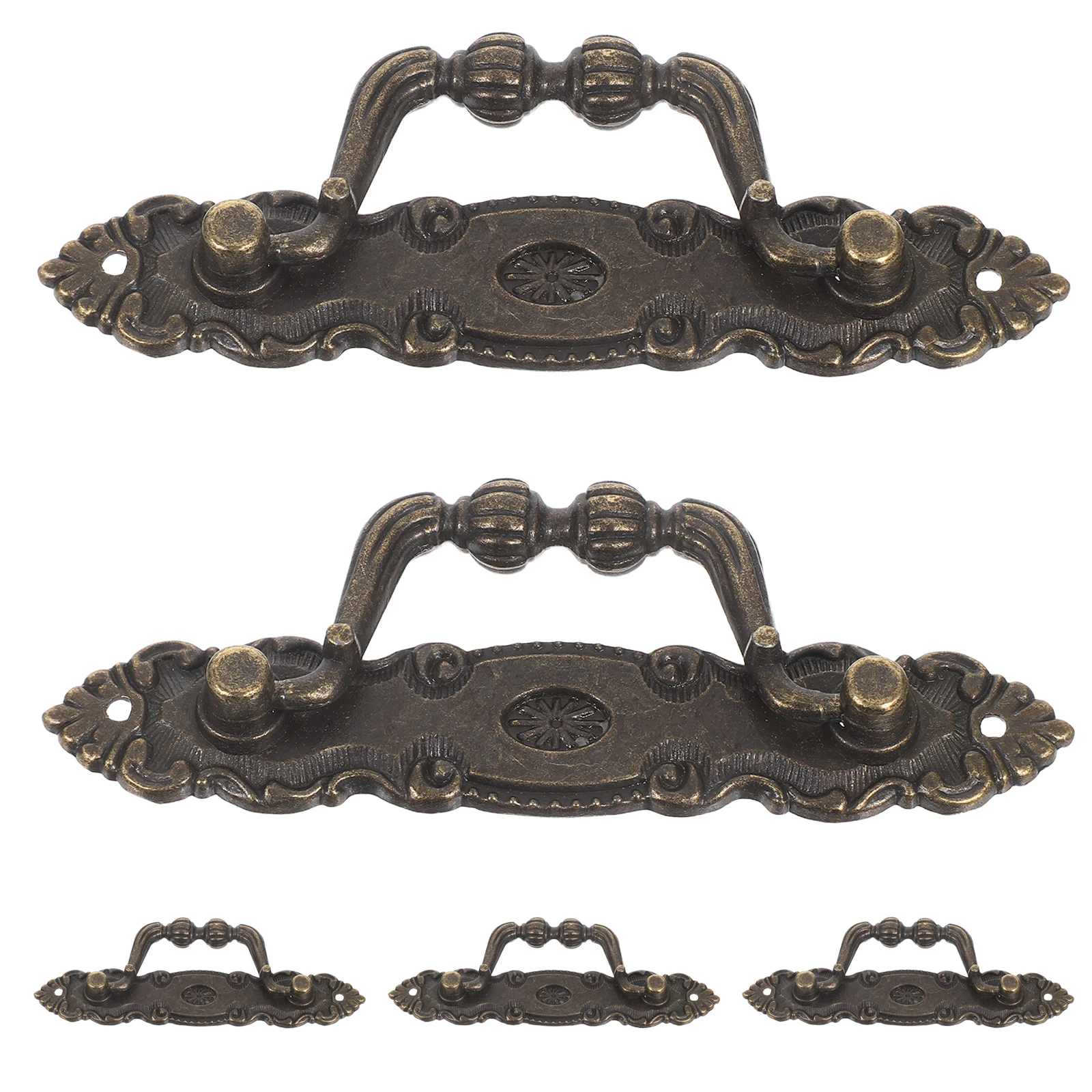 

5pcs Vintage Drawer Pulls Bronze Bail Handles Decorative Dresser Cupboard Cabinet Hardware European Style Retro Drop