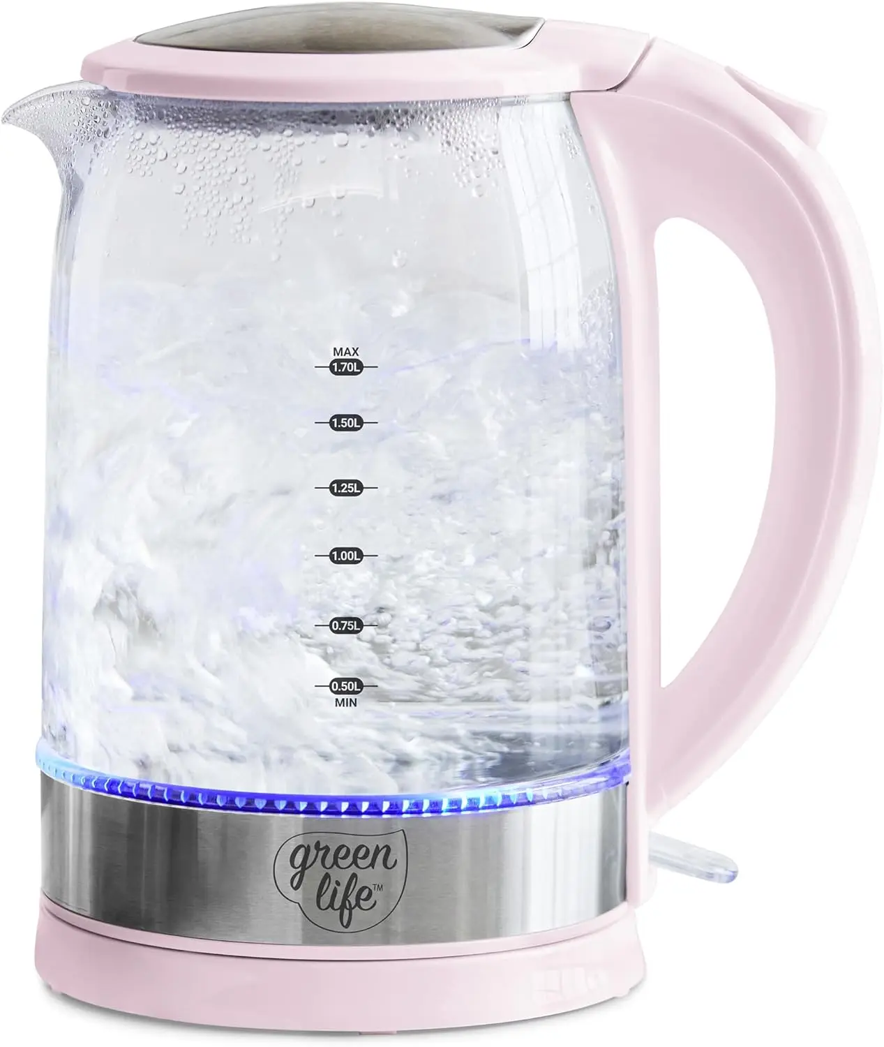 

1.7 Liter Glass Electric Kettle, Easy One Touch Use, Quick Heating, Filtered Spout, LED Base, Auto Shut-Off, Cordless Serving