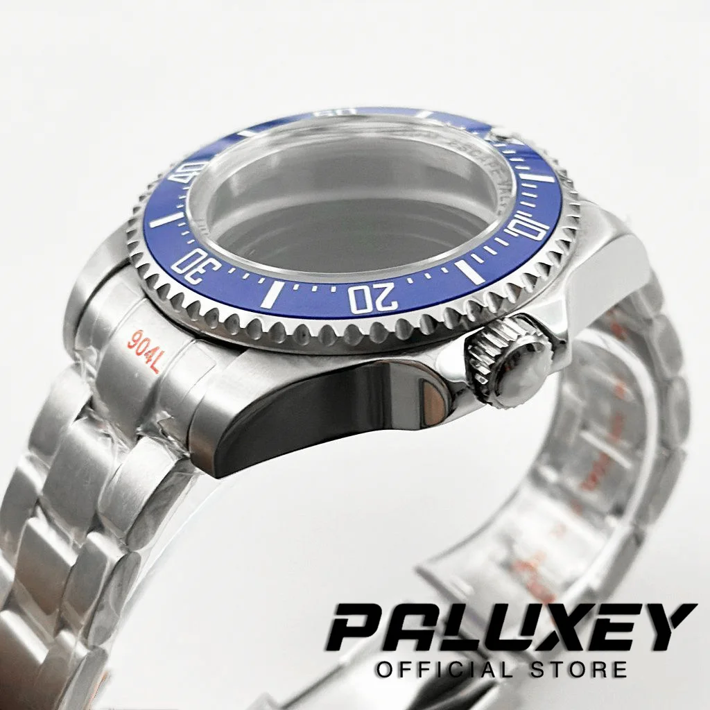 44MM Blue Ceramic Cezel Sapphire Crystal DEEP SEA Homage Big Watch Case With Bracelet Compatible Fit NH35 NH36 NH34 Movement