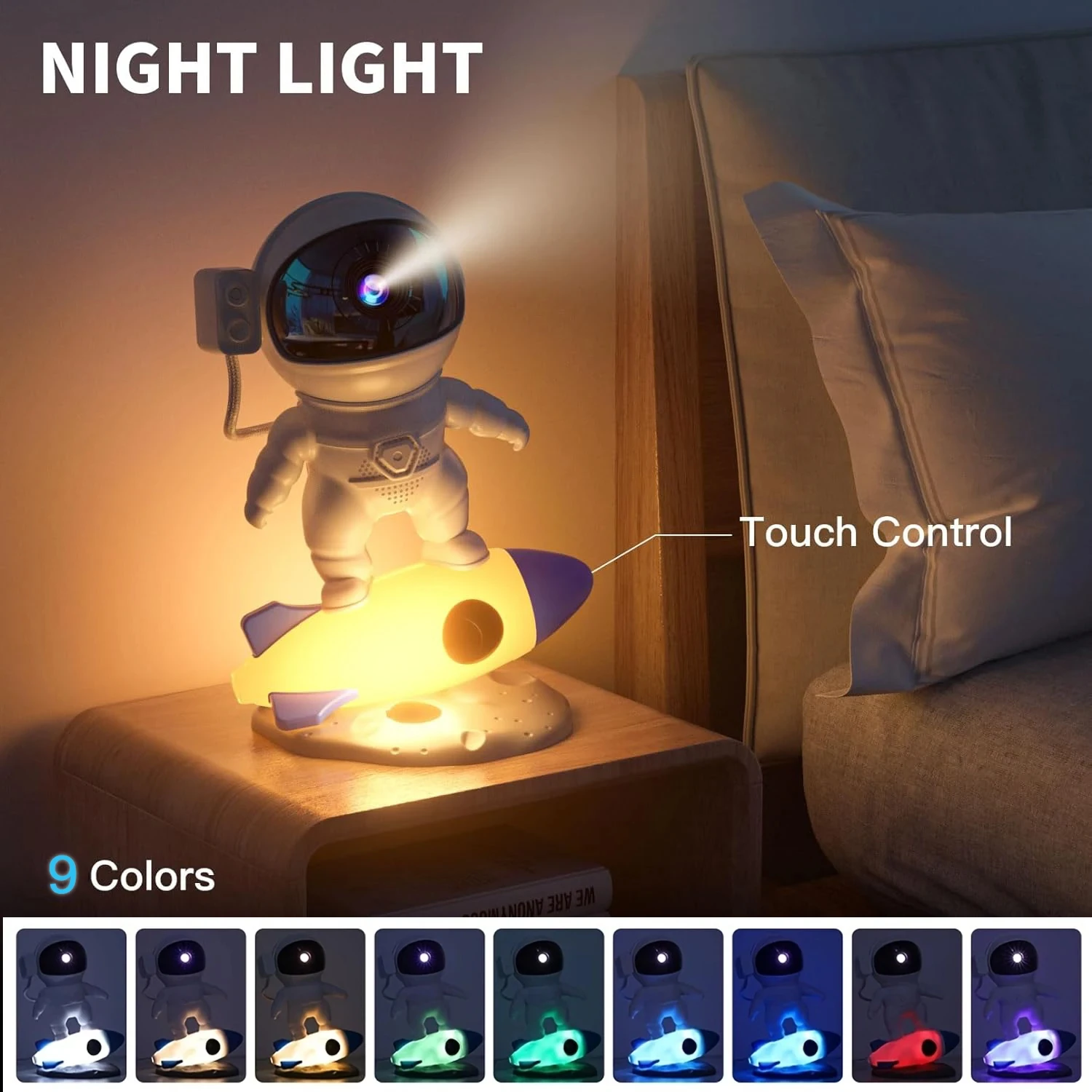 Nieuwe 12-in-1 raketastronaut °   roterende sterprojector LED-nachtlampje sterrenhemel projectorlamp slaapkamer decor cadeau