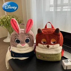 Disney Zootopia Judy Nick Plush School Bag Furry Shoulder Bag Leisure Handbag Girl Cute Fluffy Satchel Tote Travel Backpack Gift