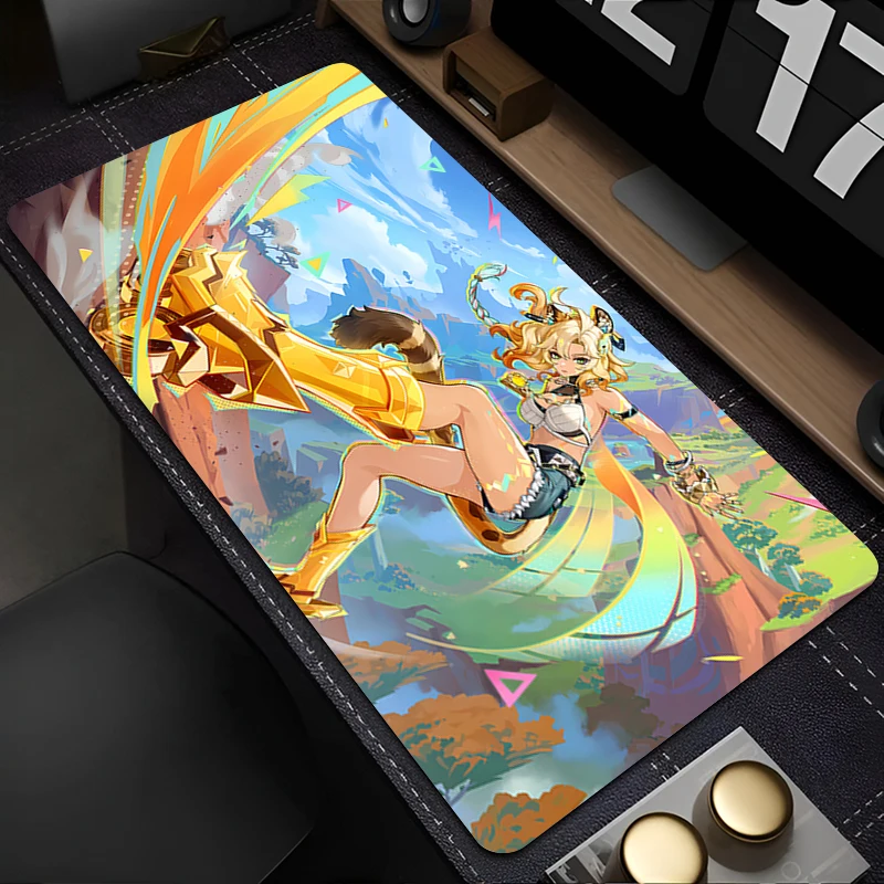 Tapis de souris pour ordinateur portable, armoire de bureau, clavier, PC, grand tapis de bureau HD g-genshin Impact Xilonen, tapis de souris en caoutchouc antidérapant étendu