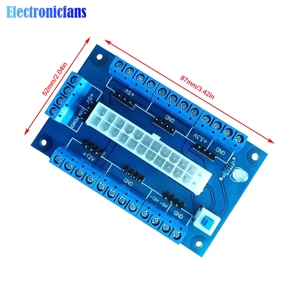 PC 24/20Pin ATX-DC Power Supply Breakout Board Module Adapter DIY Accessories DC Power Adapter Board Module ATX Connector