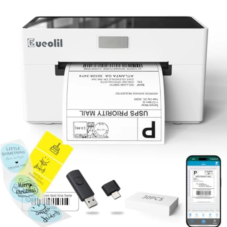 

Термопринтер этикеток 4x6, универсальный портативный Bluetooth-принтер для печати транспортных этикеток для малого бизнеса, совместимый с Android/iPhone