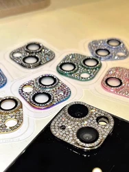 Luxury Camera Lens Film For IPhone 14 13 12 15 Pro Max Mini 14 Plus Metal Glitter Diamond Camera Lens Ring Protection Protector