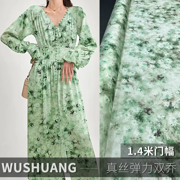 

Шелковое эластичное двойное платье Joe Wabi на метр, шелковая ткань шелковицы, платье, они цветы