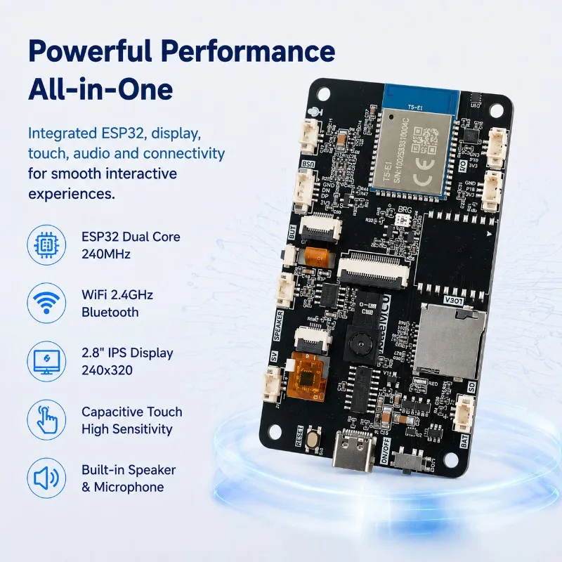 ESP32 2.8 Inch IPS Capacitive Touch Display Board WiFi BLE Smart Home AI Control Panel with Speaker Microphone XH-32S Module