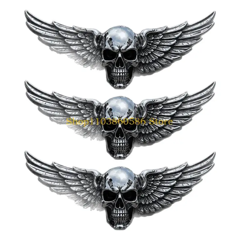 242A Adhesive-Backed Winged Skull Badge for Bike Body Trim, 3D Style Accent for Custom Garage and Display Panel Use