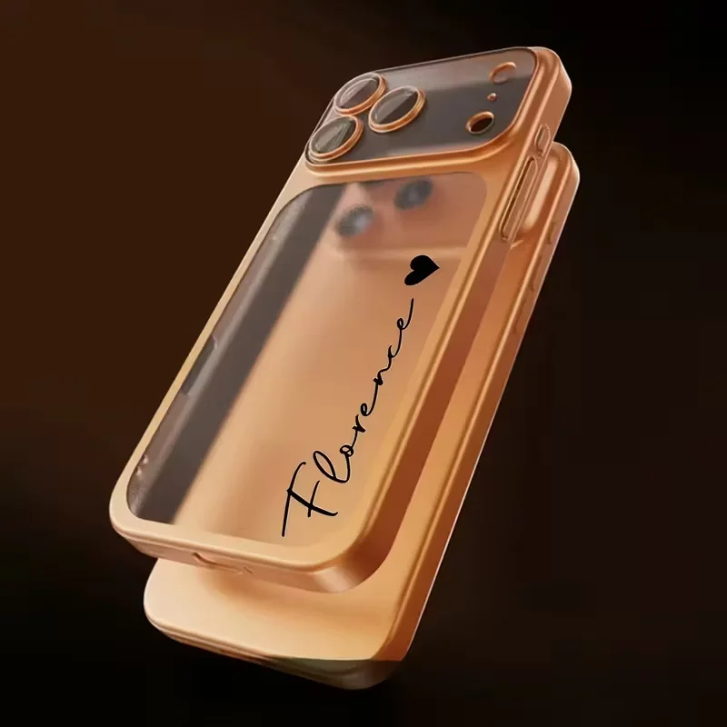 Funda de lujo personalizada con nombre firmado PC duro esmerilado para iPhone 17 16 15 14 13 12 Pro Max cubierta protectora 5