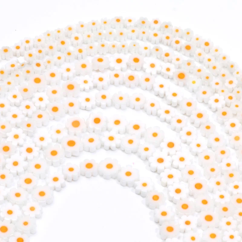 4-8mm Flower Lampwork Glass Flat Beads for Jewelry Making