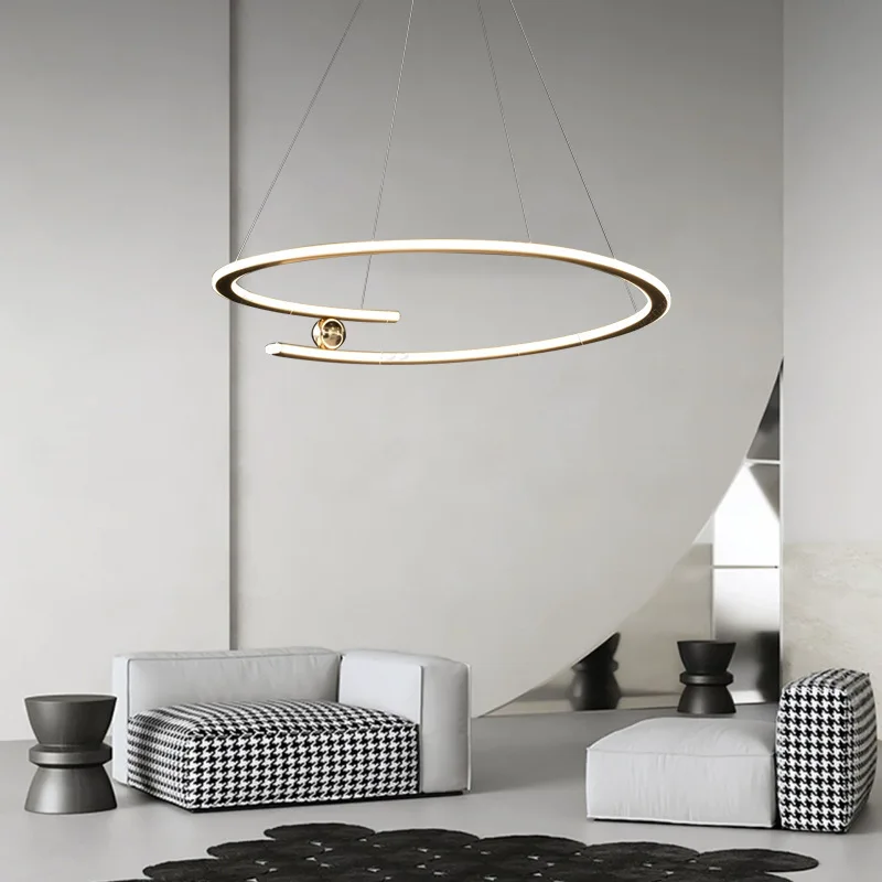 

Modern Light Luxury Ring Led Pendant Lights Creative Simple Living Dining Room Chandelier Lighting Bedroom Lustre Lamps Fixtures