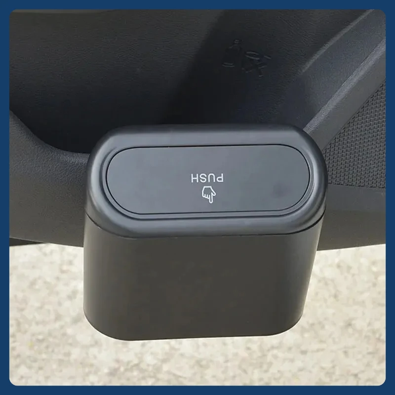 

Car Trash Bin Hanging Vehicle Garbage Dust Case Storage Box Plastic Pressing Square Trash Can Type Auto Car Supplies