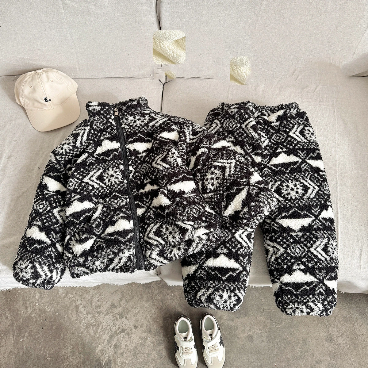 أطفال بنين بيجامة قطعتين مجموعة الكرتون الجاكار رشاقته الدافئة طفل الفتيان الوقوف طوق سترة مرونة الخصر الفتيات الصغيرات بانت #1