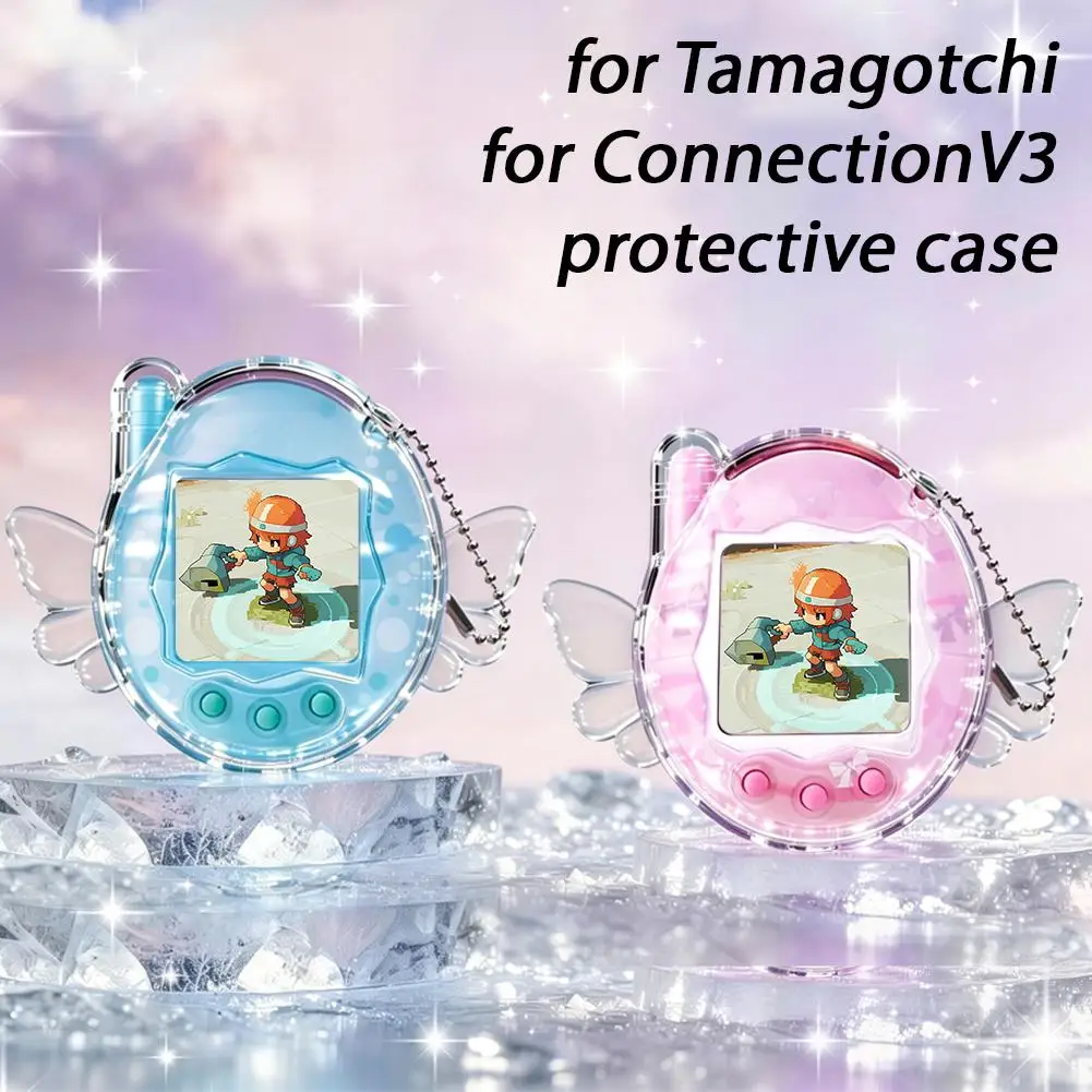 Bat & Angel Wing Clear Protective Case for Tamagotchi Connection V3 Shockproof Cover Skin Shell Waterproof Glitter Case Cover