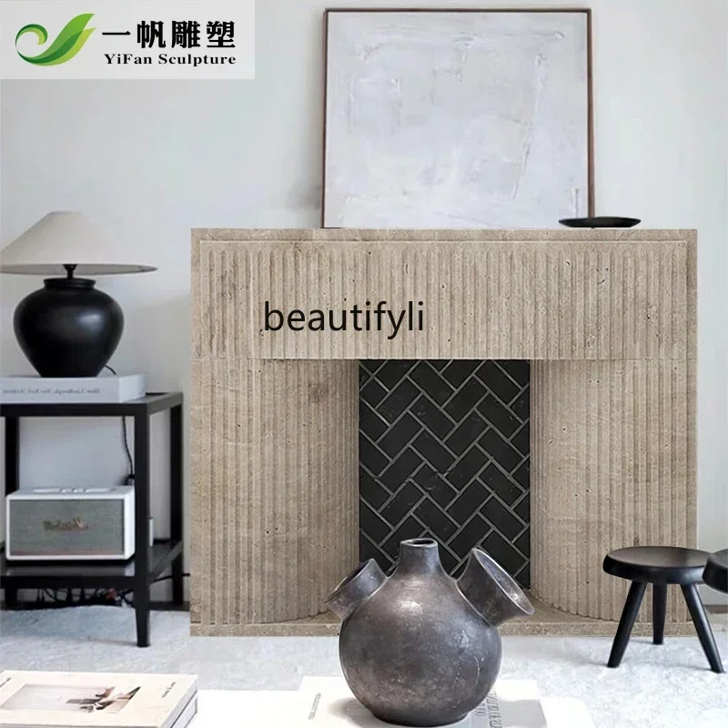 

P Marble Fireplace French Classical Travertine Fireplace Living Room Stone Fireplace Decorative Cabinet