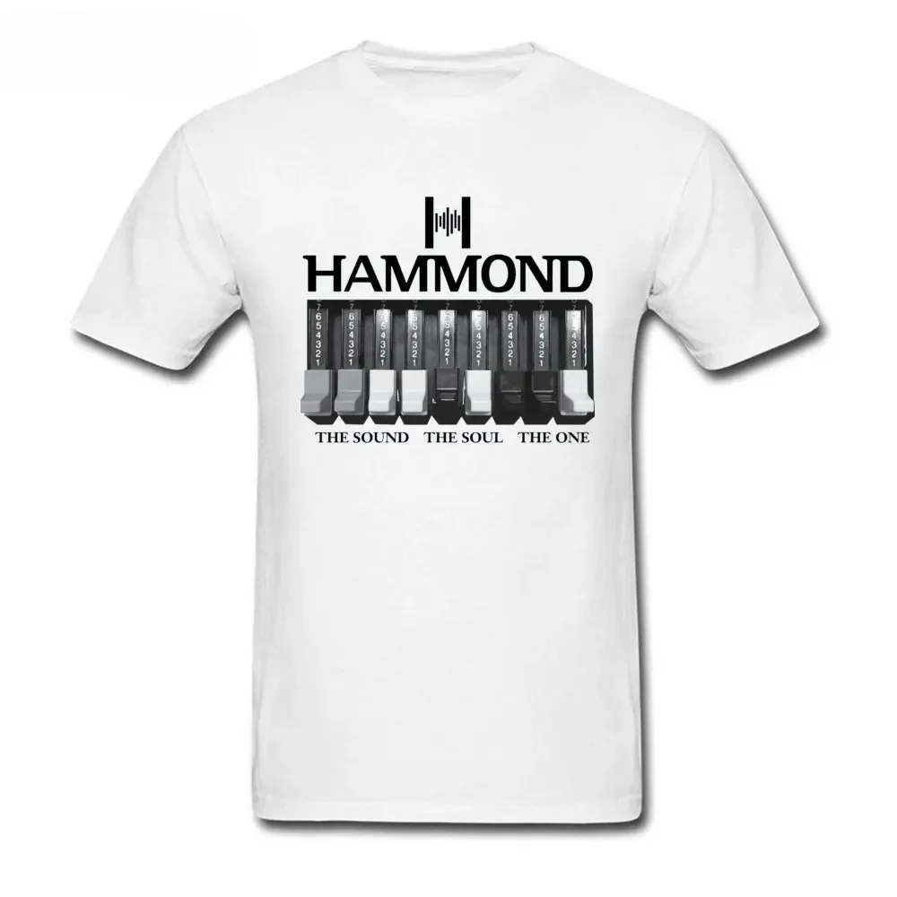 Music Hammond Organ Logo And Graphics Printed White T Shirts For Men Thanksgiving Day Electronic Keyboard Guitar T Shirt summer