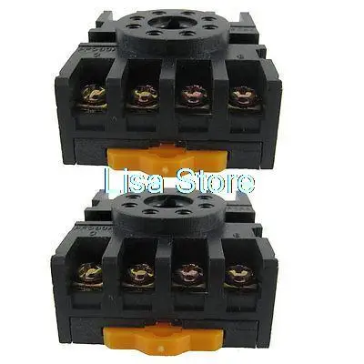 2pcs DIN Rail Type Solid State Relay Socket for 8 Terminals Relay