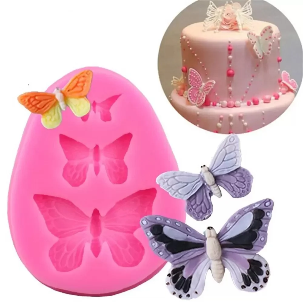 

Hot 200pcs/lot Dining Butterfly Mould Silicone Baking Accessories 3D DIY Sugar Craft Chocolate Cutter Mold Fondant Cake