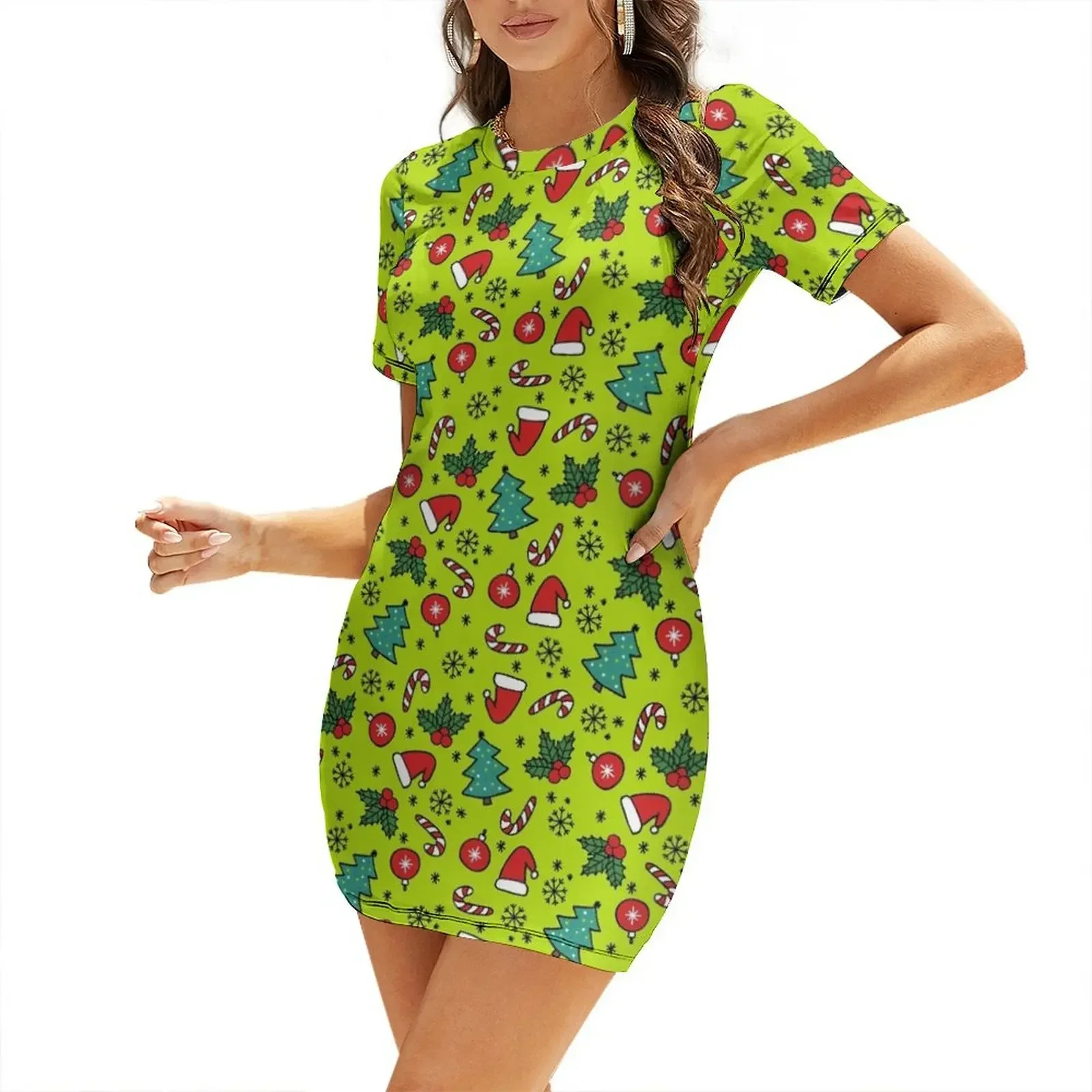 

Christmas Short-Sleeved Dress women's elegant loose dresses cocktail dresses dress women elegant luxury