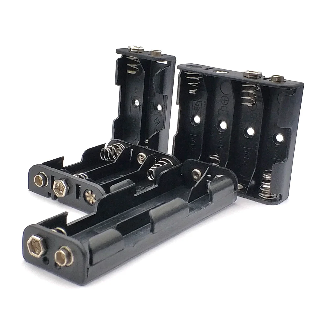 AA Battery Holder 3V 6V 9V 12V for 2X 4X 6X 8X AA Batteries Black Plastic Storage Box Case Dual Layers with 9V Connector