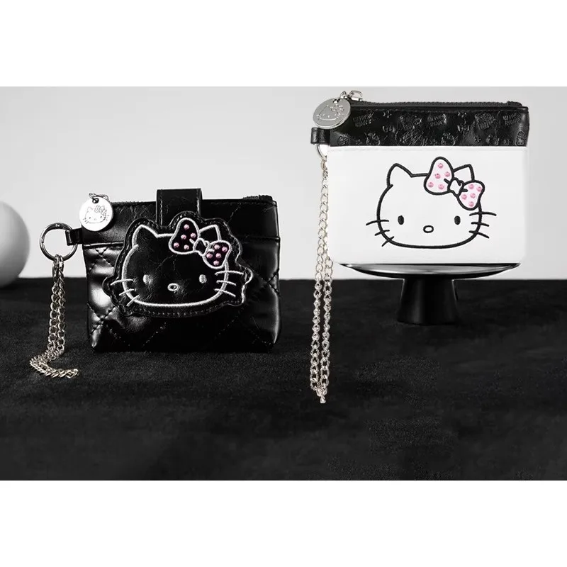 

Hello Kitty Kawaii Portable Bag Fashion Student Cartoon Black White Simple Coin Purse Birthday Gift Women Accessories Wholesale