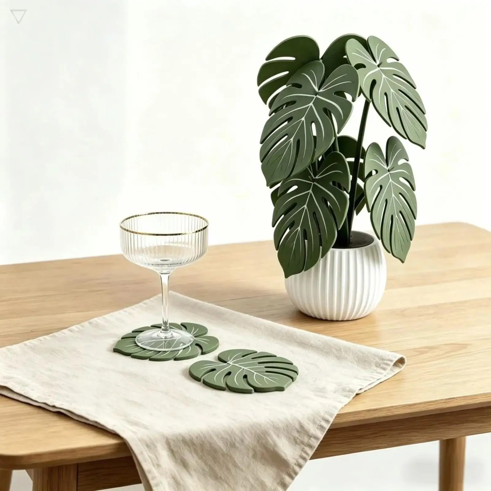 Creative Simulated Monstera Leaves Coasters 3D Printed Monstera Plant Coasters Non Slip Heat Resistant Table Pad Home Decoration