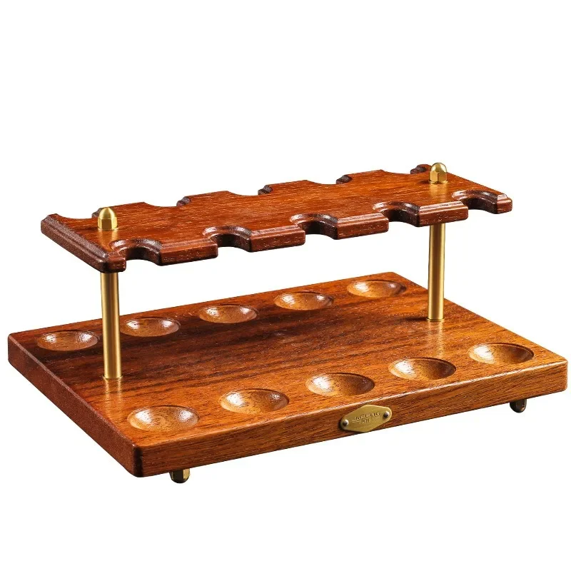 10 Position Chinese Style Wood Pipe Rack Handmade Base Seats Cut Tobacco Pipe Holder Smoking Accessories