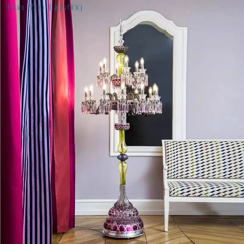 French Luxury Red Festive Floor Lamp - alternate angle