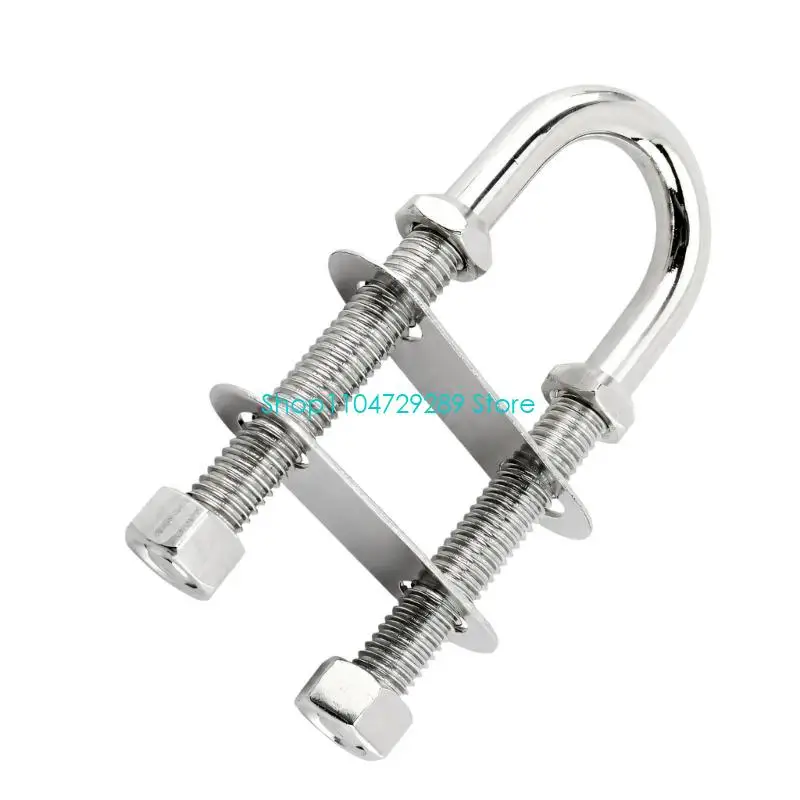 D8KE Wire Rope Connection Clip with Two Plates, Threaded Stainless Steel U-Bolt, and Washers for Boat Rigging Tasks