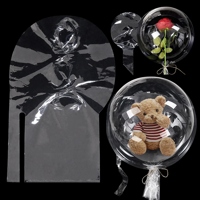 3/5pcs 22/30inch Transparent Bobo Balloons Valentines Flower Gift Packaging Wide Neck Bubble Ballon Wedding Birthday Party Decor