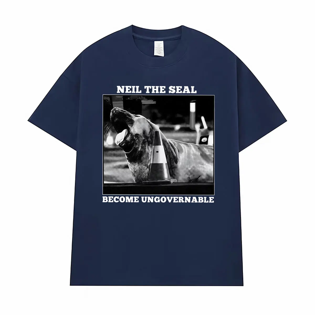 Neil The Seal Become Ungovernable Funny Animal Elephant Seal Meme T-shirts Men Women Casual O-Neck 100% Cotton Oversized T Shirt
