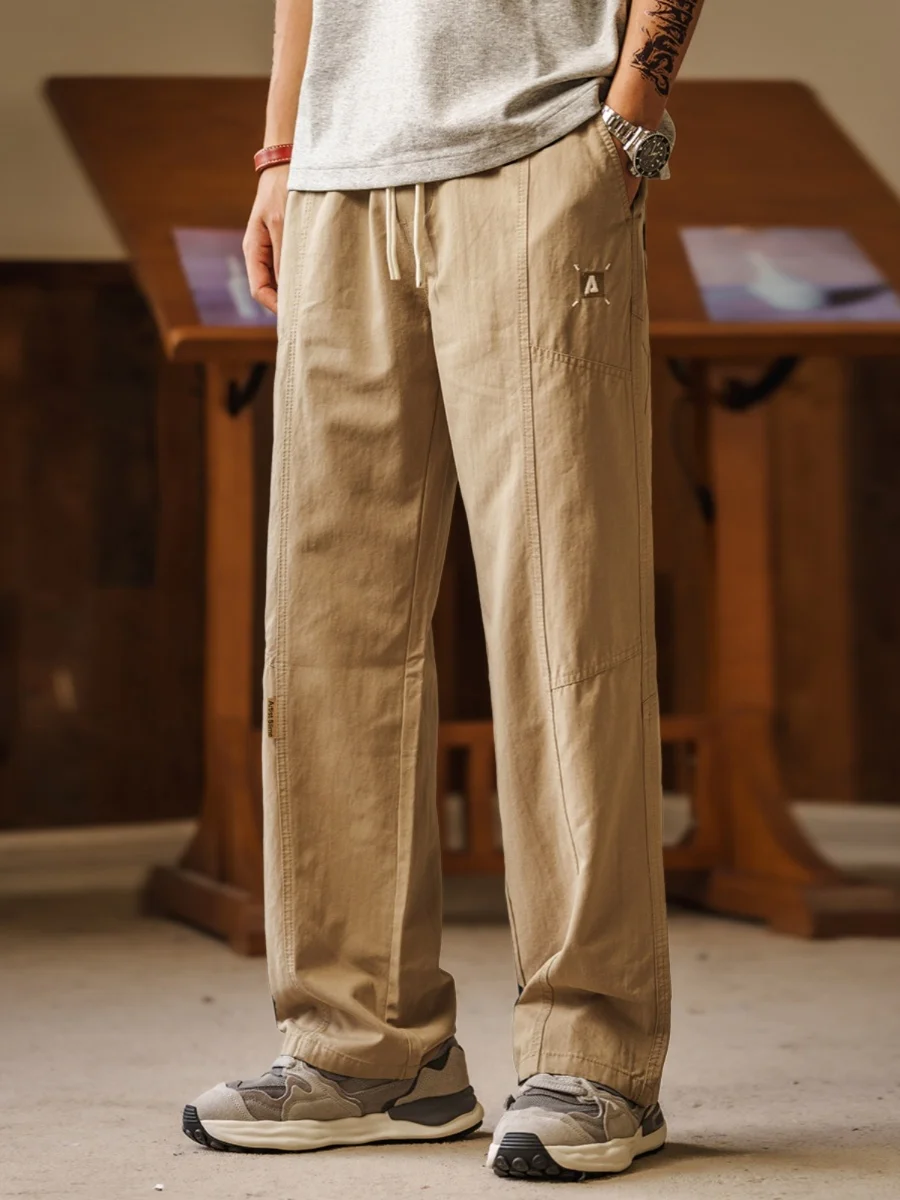 

American Retro Wide Leg Casual Pants Men's Summer Thin Faion Loose Large Size Match Straight Tube Workwear Long Pants