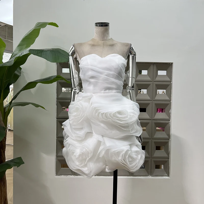 KBQ SplicedพับBackless Tunicชุดผู้หญิงที่ไม่มีสายหนังแขนกุดเอวสูงPatchwork Lace Upชุดราตรีดอกไม้หญิง