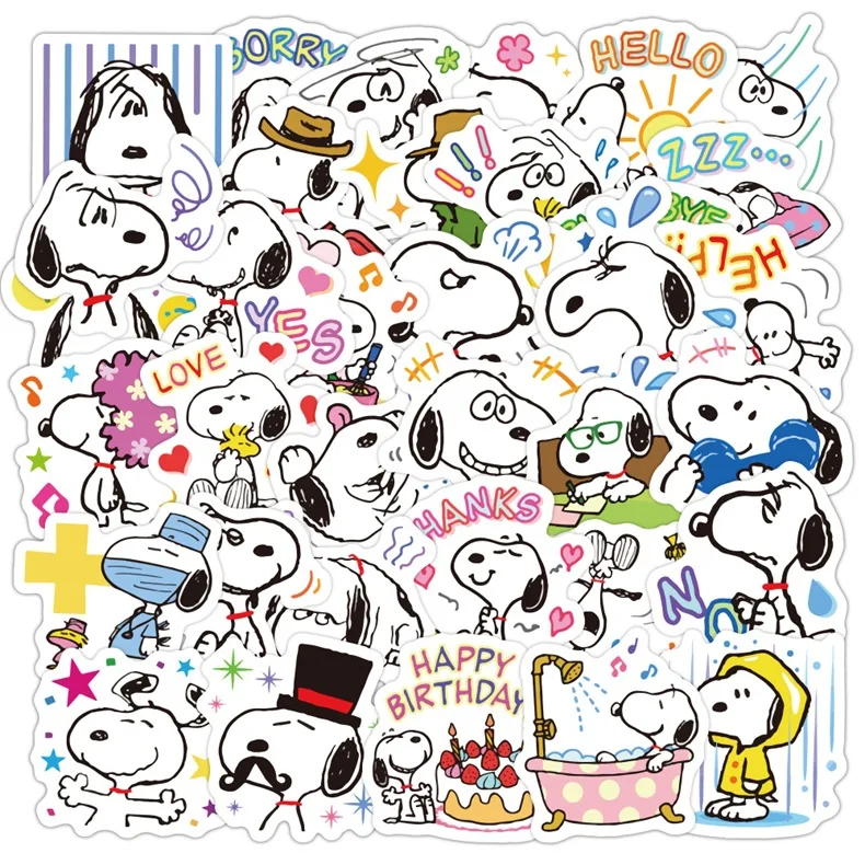 40pcs Snoopy Cute Cartoon Dog Graffiti Handbook Material Mobile Phone Case Luggage Waterproof Sticker