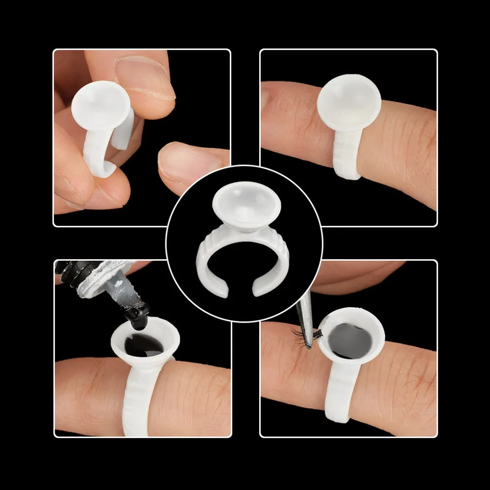 100Pcs Ink Ring Holder Disposable Eyebrow Tattooing Tools Clear Pigment Caps for and Lash Application