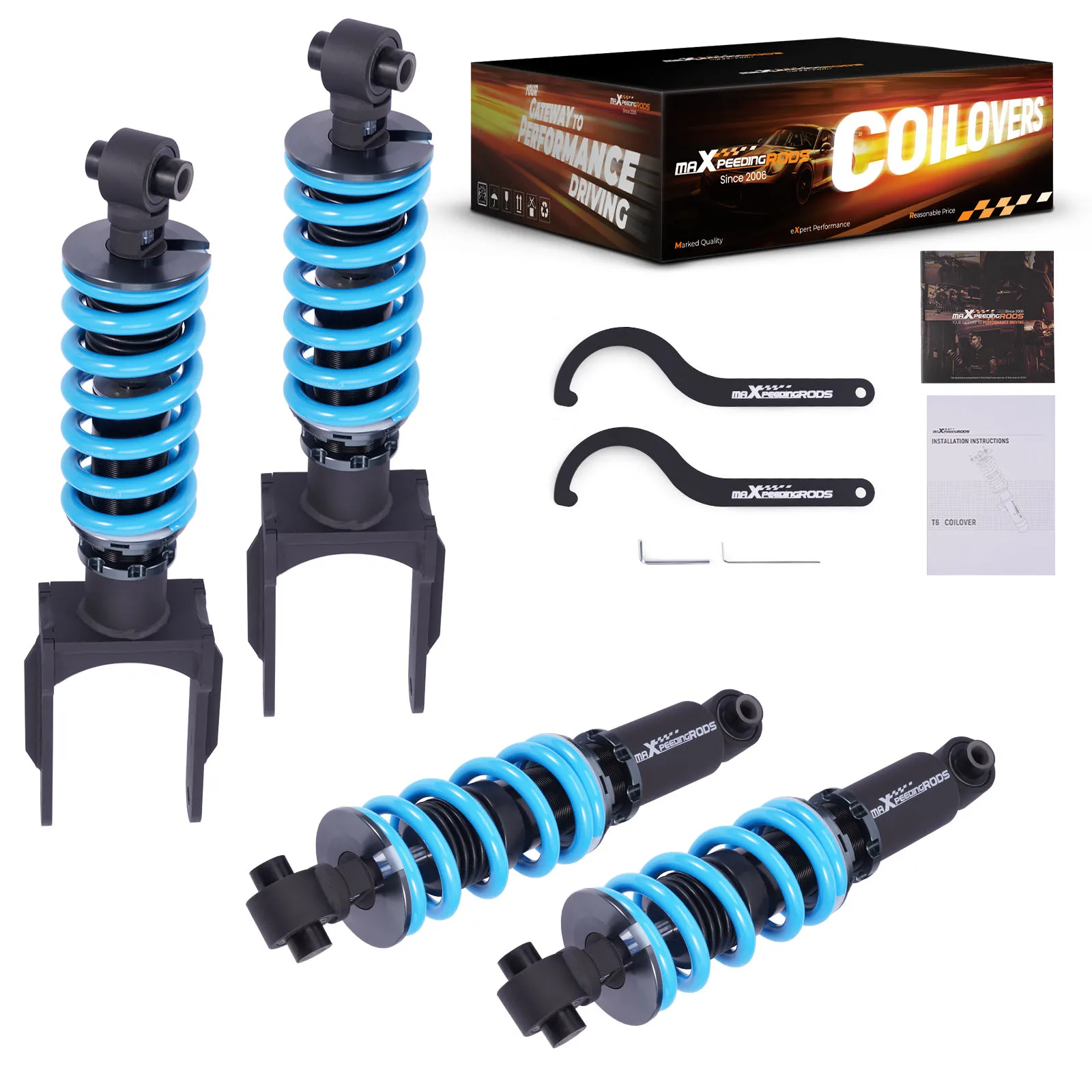 MaXpeedingrods Front + Rear  24 Damping Levels Coilover Shock Struts for Dodge Viper RWD (ZB) 2003-2010 Street Use Shocks