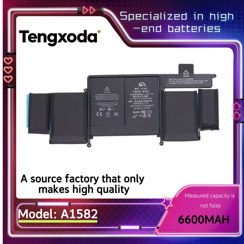 Batería para portátil A1582 adaptada para MacBook Pro 13" A1502 2015 A1582 A1502 A1493