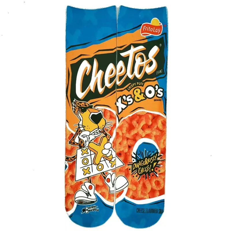 

Novelty Hot Cheetos Food Puffs 3D Print Men Socks Compression Street Punk Socks Fashion Midi Calf Socks Unisex Long Socks