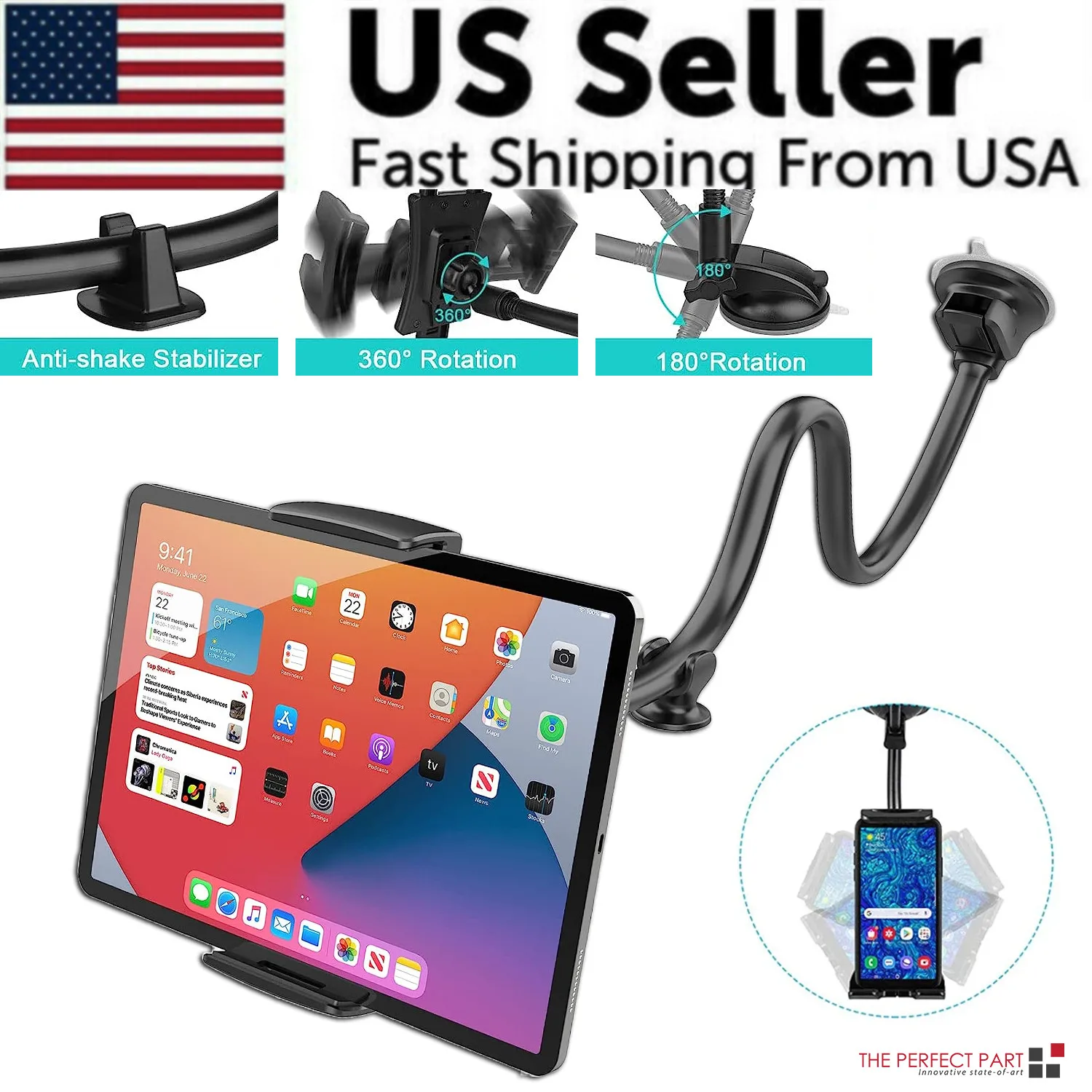 

360° Universal Car Windshield Holder Desktop Mount For Cellphone Tablet iPad GPS