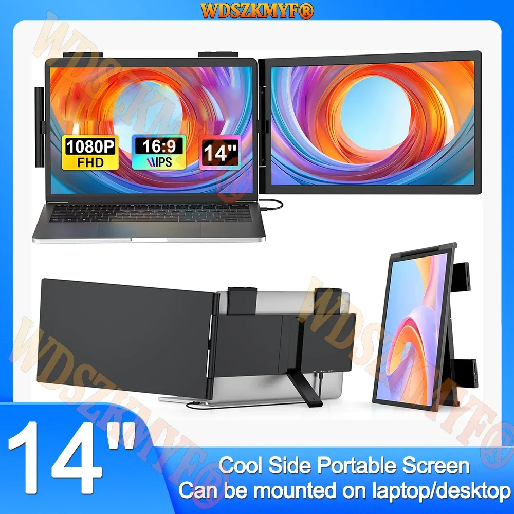

14-дюймовый IPS-экран FHD 1080P, удлинитель экрана ноутбука с USB-C/HDMI Plug n Play для Windows/Mac/Switch/PS5