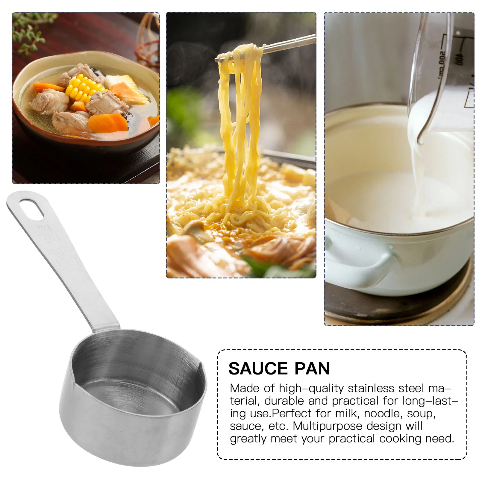 

1pc Stainless Steel Sauce Mini Soup Non-Stick Cooking Spoon For Milk Tea Soup Kitchenware Wall Hanging Measuring Scoop