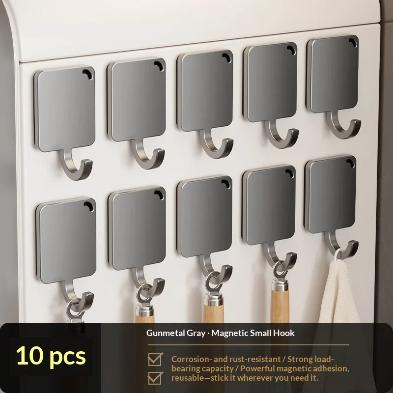 Magnetic Hooks Strong Magnet Hooks, Fridge Side Storage Hooks, Reusable Metal Magnetic Hanger for Kitchen Utensils Towel